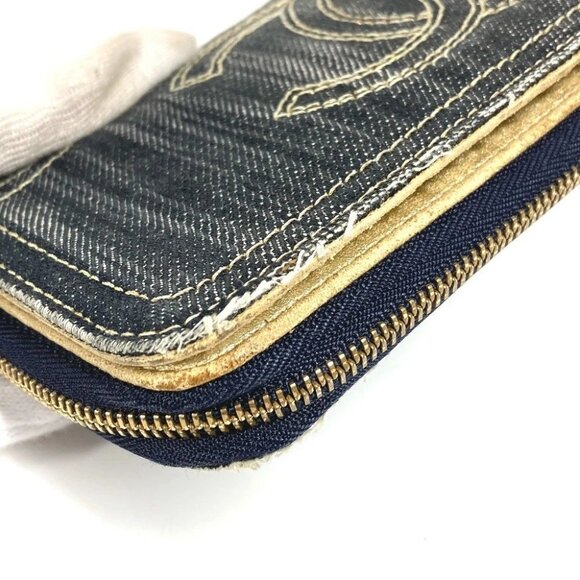 CHANEL A31900 Sparkling denim Zip Around Long Wallet Denim blue - Picture 9 of 16